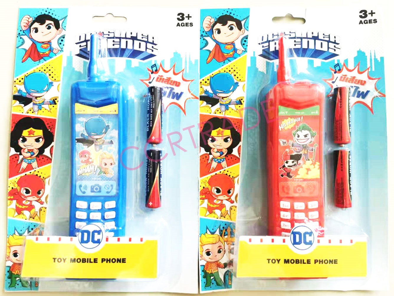 โทรศัพท์ฮีโร่ DC มีเสียง มีไฟแผง 16x24.5 ซม.(ลิขสิทธิ์แท้）