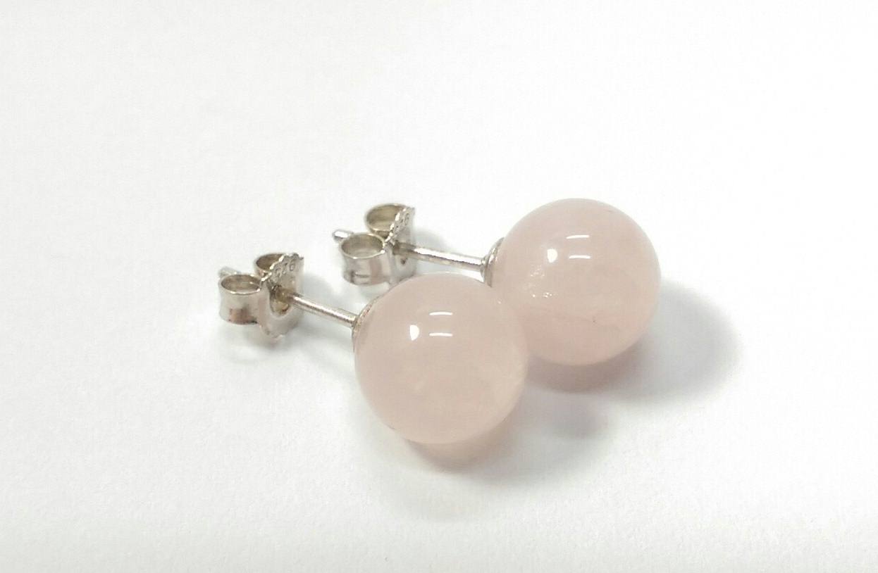 ต่างหูหินสีชมพู Rose quartz