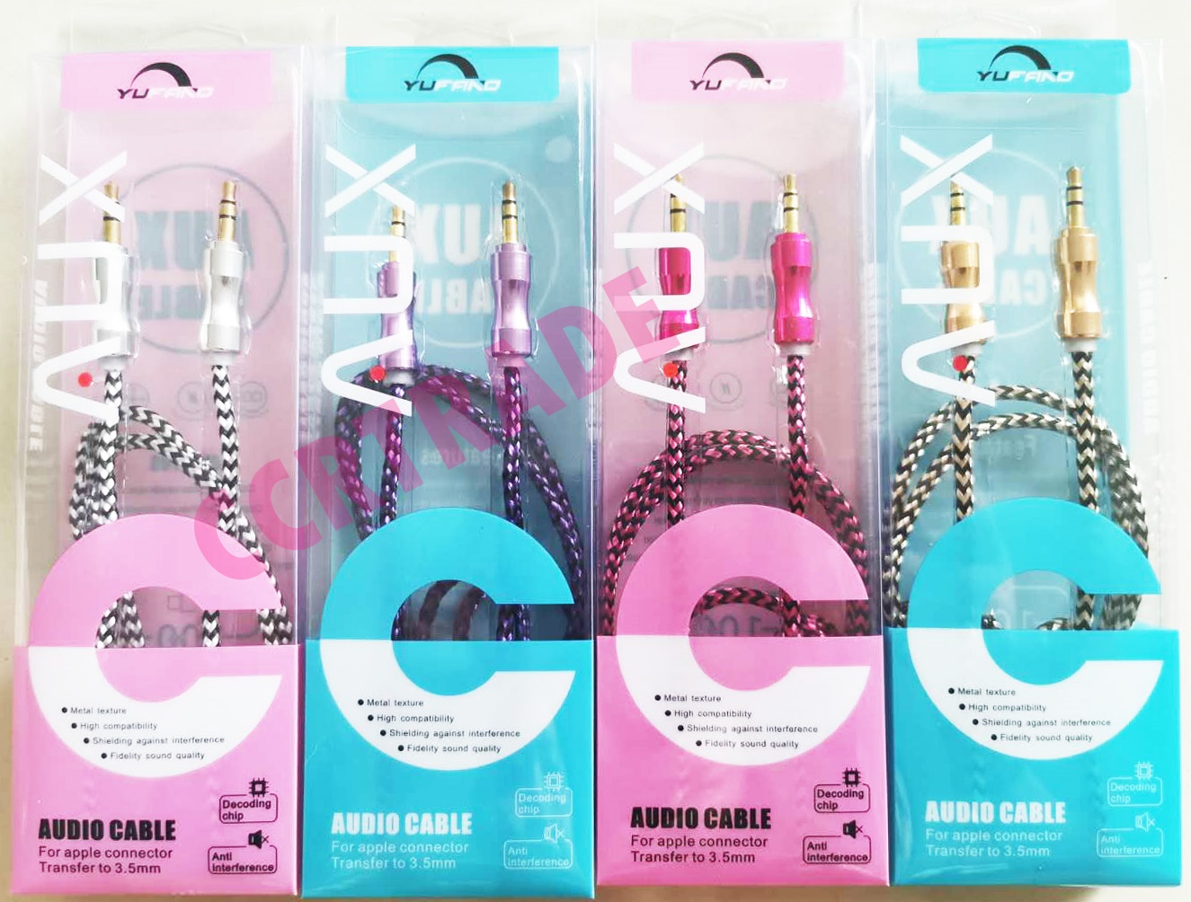 สายลำโพง AUX 1 ม. กล่องใส 20 ซม.(สายเชือก)
