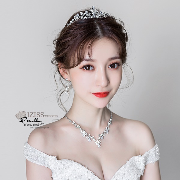 AC013 **พรีออเดอร์**เทียร่า มงกุฎเพชร ต่างหู สร้อยคอเจ้าสาว ชุดเครื่องประดับเจ้าสาวสวยหรูดุจเจ้าหญิง