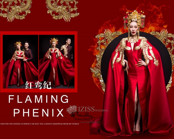 PW596 - **พรีออเดอร์ค่ะ** ชุดราตรีสีแดง ชุดกี่เพ้าประยุกต์สีแดง ชุดคู่ถ่ายพรีเวดดิ้ง (prewedding dress) & ชุดแต่งงานแฟนซี (Fancy wedding dress)ชายหญิง "ธีมสีแดงสด แดงเลือดหมู"