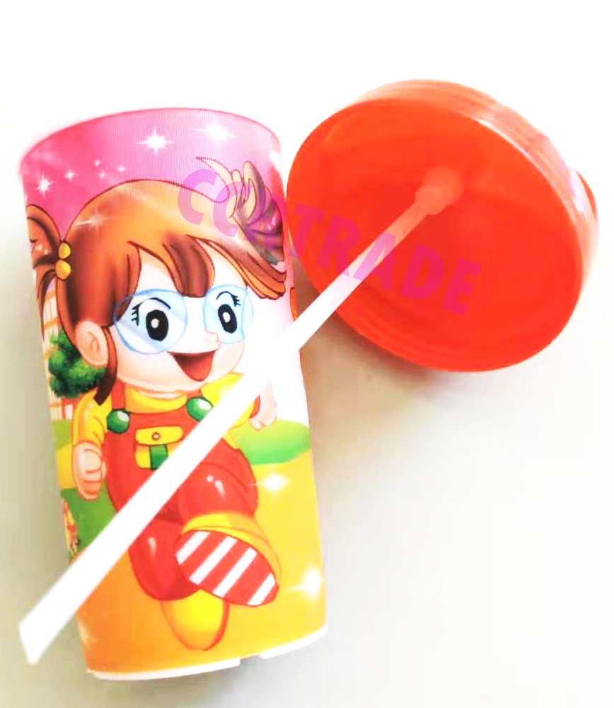 กระติกน้ำการ์ตูน 3 มิติ+หลอด 7x15 ซม.