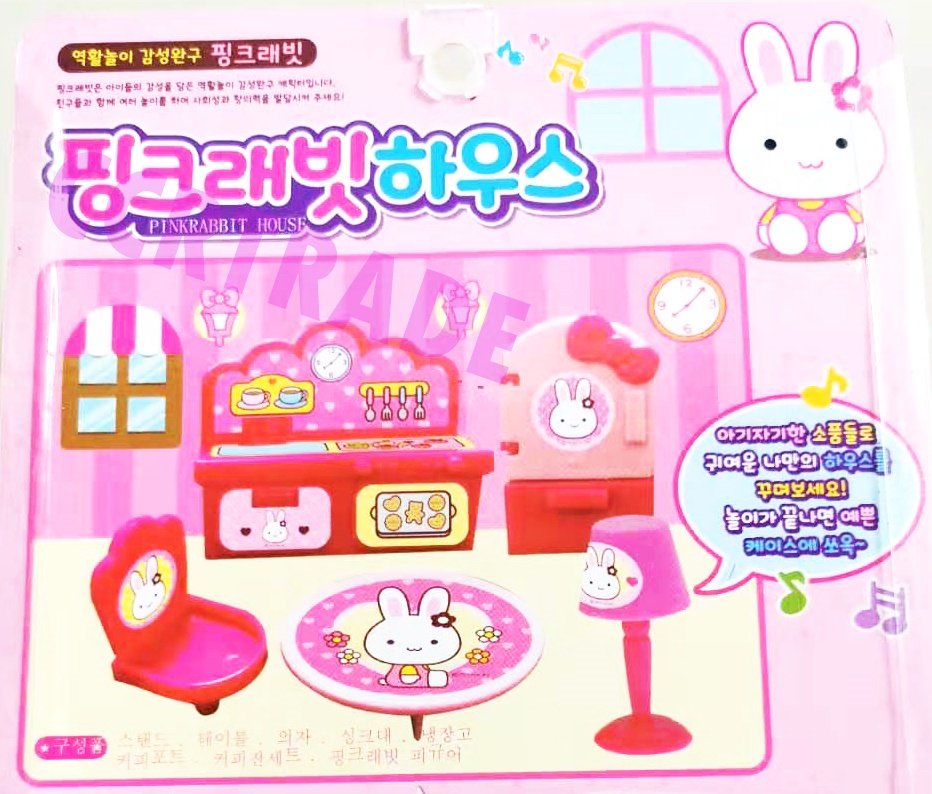 ชุดบ้านพิงค์แรบบิทหูหิ้วแผงครอบ 18.5x25 ซม.(ลิขสิทธิ์แท้)(1x3)