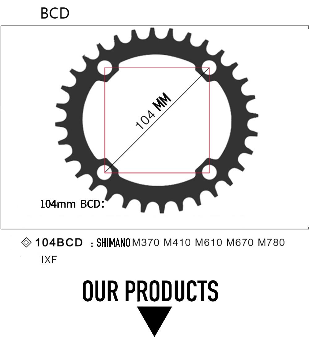 ใบจานจักรยาน สำหรับจานชั้นเดียว SNAIL Chainring 104 BCD 32T 34T 36T 38T