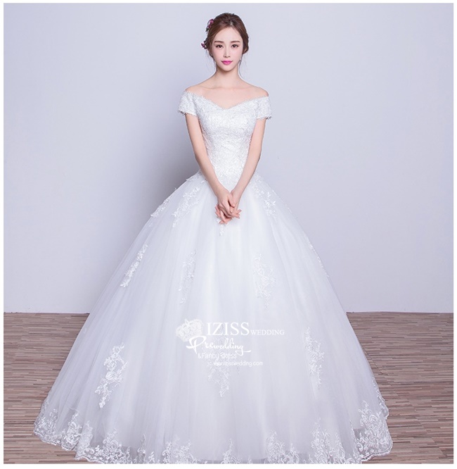 BR224 **พรีออเดอร์**ชุดแต่งงาน&ชุดเจ้าสาวแบบยาวสีขาวเกรดพรีเมี่ยม หรูหราน่ารัก สวยโดดเด่นไม่ซ้ำใคร สวยงามดุจเจ้าหญิง