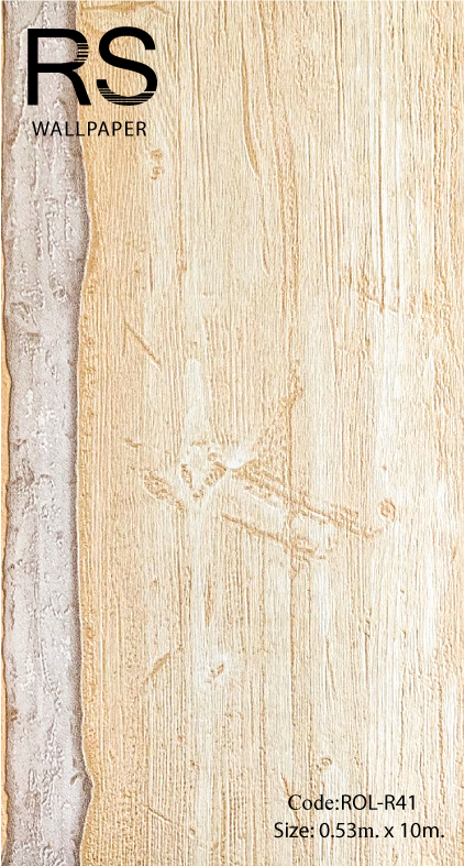 วอลเปเปอร์ลายไม้แผ่นมีตาไม้โทนสีเหลืองเข้ม ROL-R41