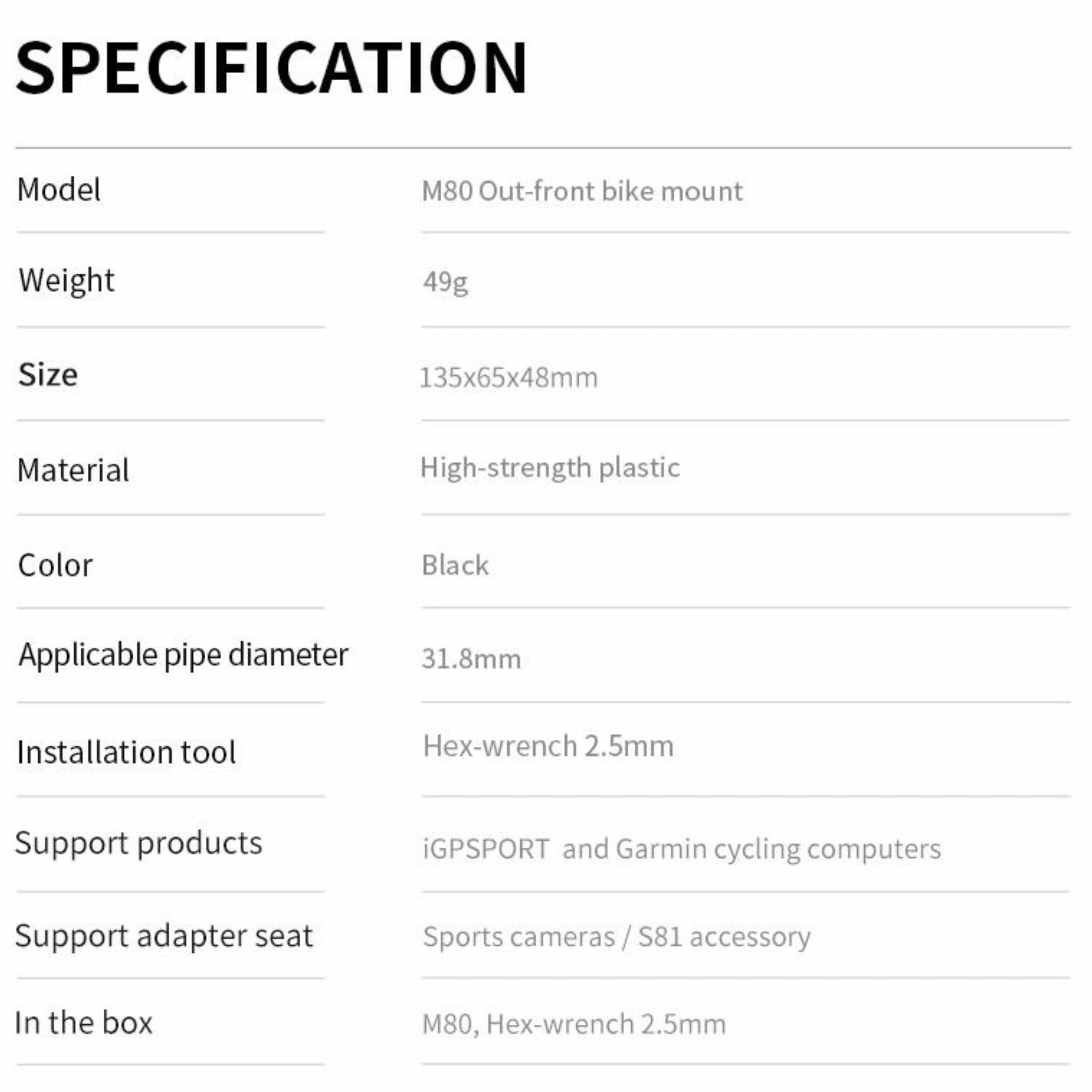 ขายึดไมล์จักรยาน IGSPORT M80 FRONT BIKE MOUNT