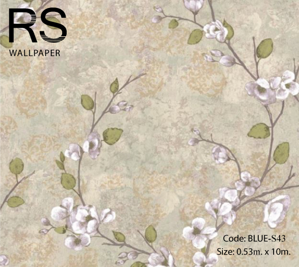 วอลเปเปอร์ลายต้นไม้ ดอกไม้สไตล์วินเทจ BLUE-S43