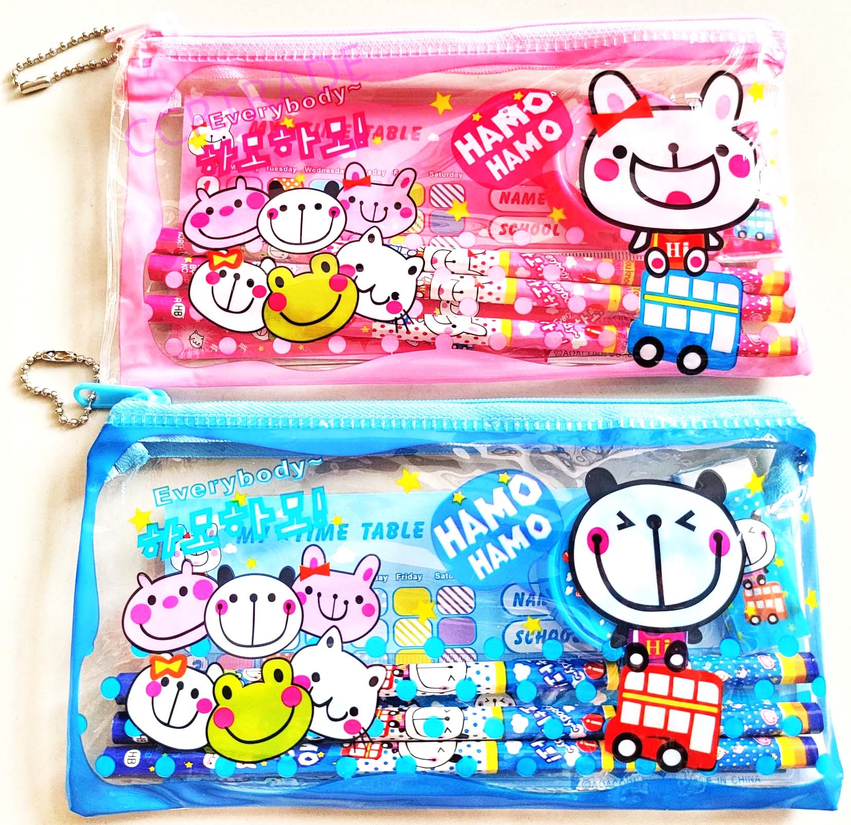 เซ็ทเครื่องเขียน 7 ชิ้นกระเป๋าการ์ตูน 20 ซม.(1x24)