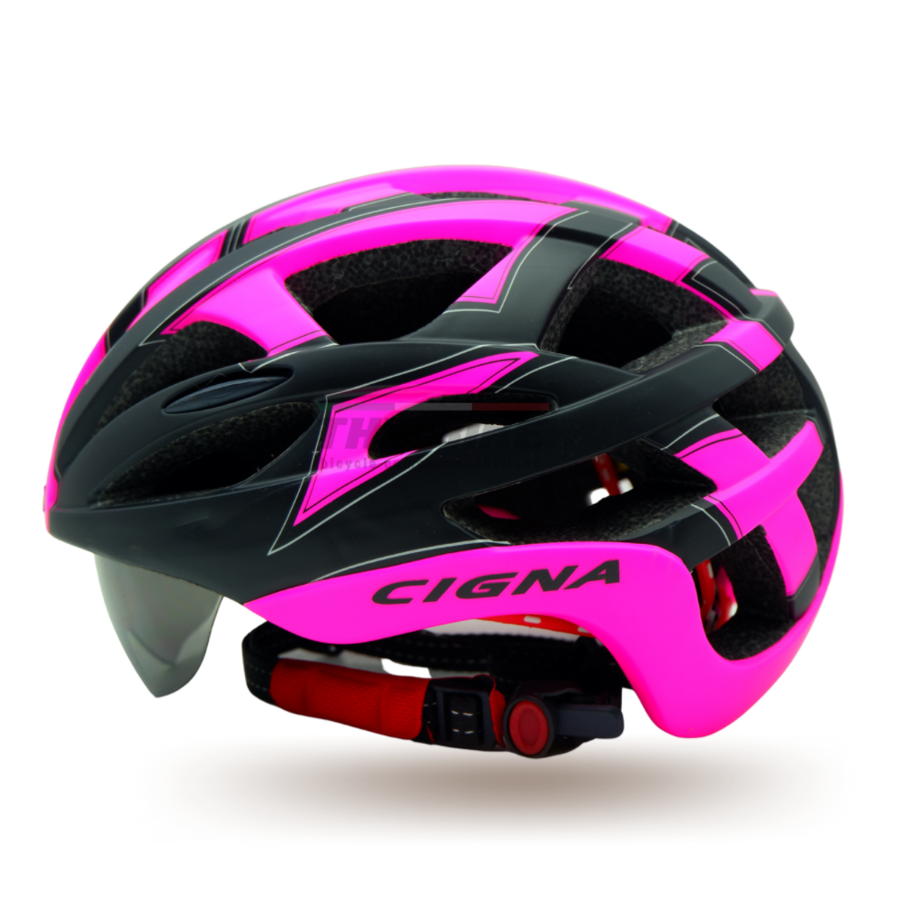 หมวกกันน็อคจักรยาน cigna aerow 02 มีแว่นในตัว จักรยาน