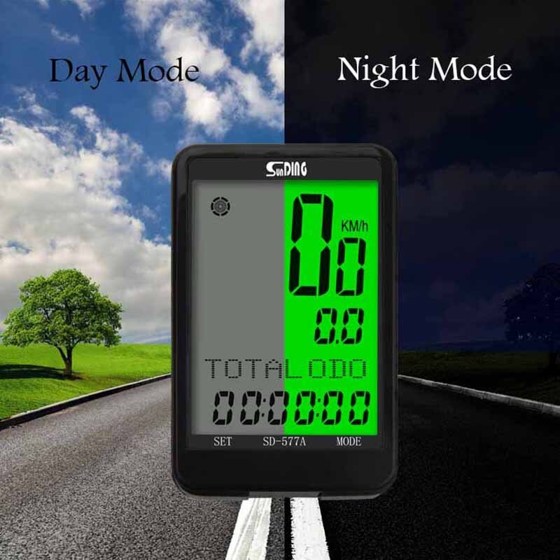 ไมล์วัดความเร็วจักรยานแบบมีสาย มีไฟ จอใหญ่ SUNDING SD-577A Wired LCD Bike