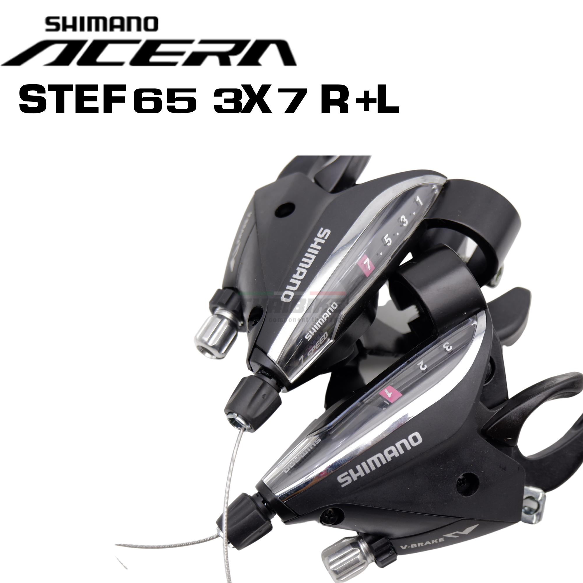ของแท้ มือเกียร์จักรยาน SHIMANO ACERA, 21-SPD, STEF65-7, R/L, สีดำ ซ้ายและขวา