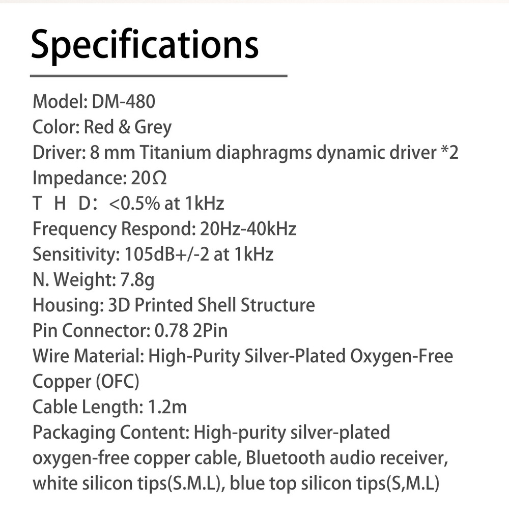 ขาย DUNU DM-480 หูฟัง 2 Dynamic ไดรเวอร์ แบบพิเศษ รองรับ Hi-Res