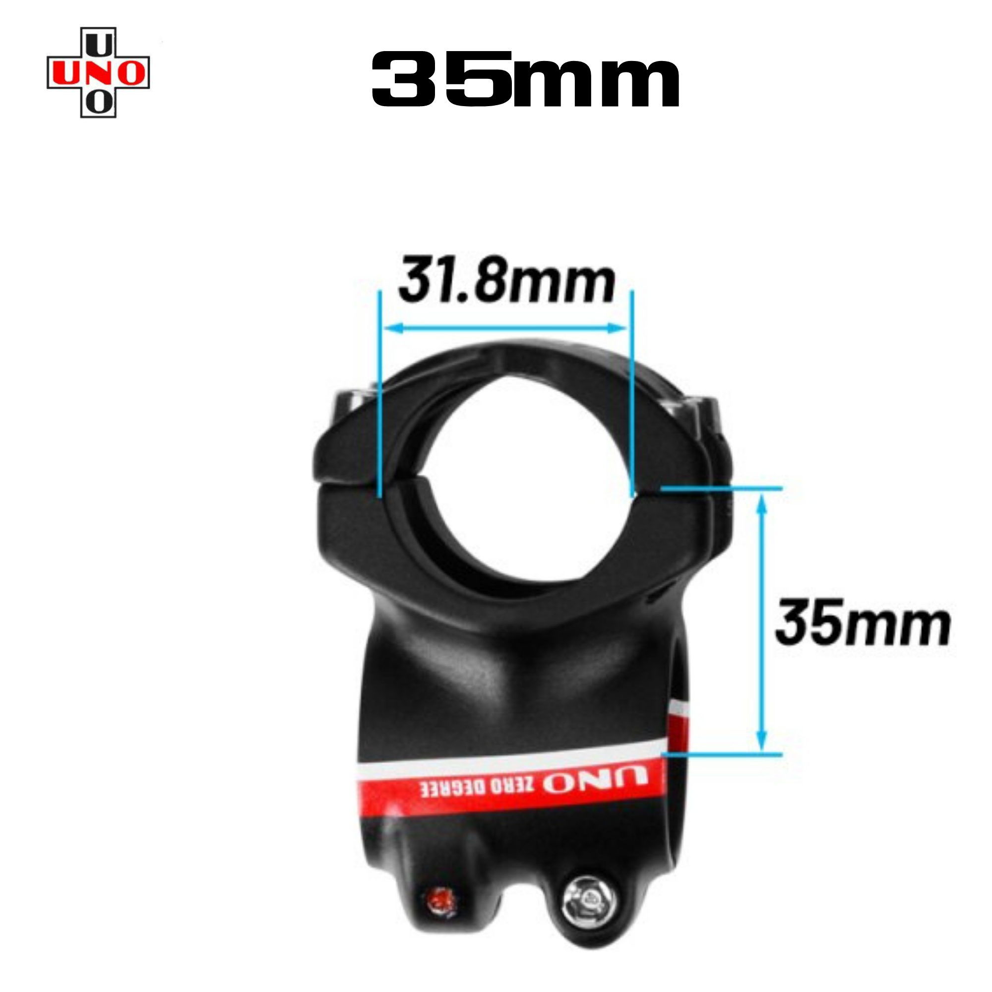 สเต็มจักรยานอลูมิเนียม UNO 0 degree ยาว 35มม. 45มม.