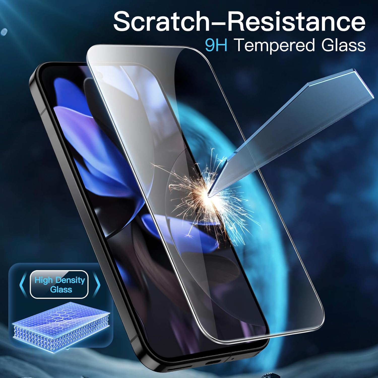 JETech Screen Protector for Google Pixel 9 / Pixel 9 Pro, Tempered Glass Film