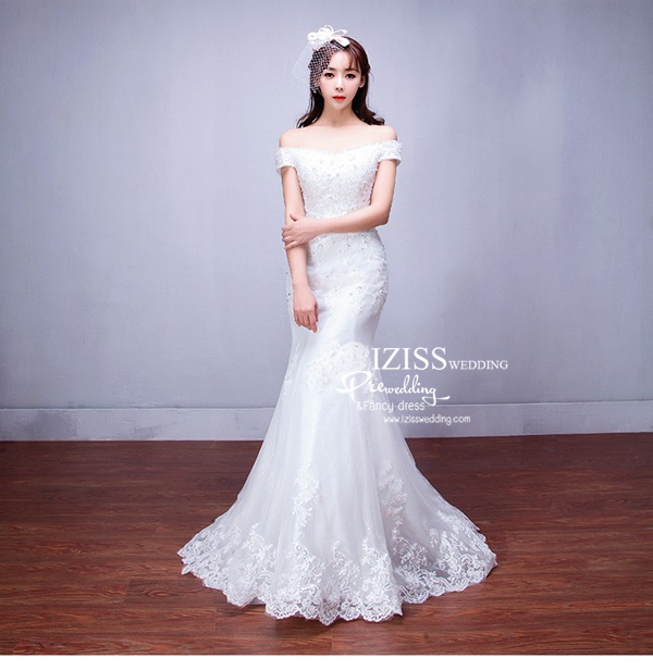 BR258 **พรีออเดอร์**ชุดแต่งงาน&ชุดเจ้าสาวแบบยาวสีขาวเกรดพรีเมี่ยม เปิดไหล่ มีแขน หรูหราน่ารัก สวยโดดเด่นไม่ซ้ำใคร