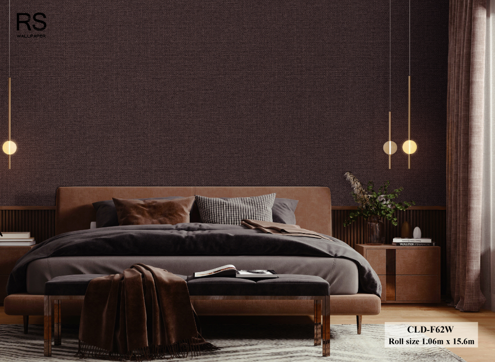 วอลเปเปอร์ ลายผ้าทอเสื่อ สีน้ำตาลเข้มอมดำ CLD-F62W
