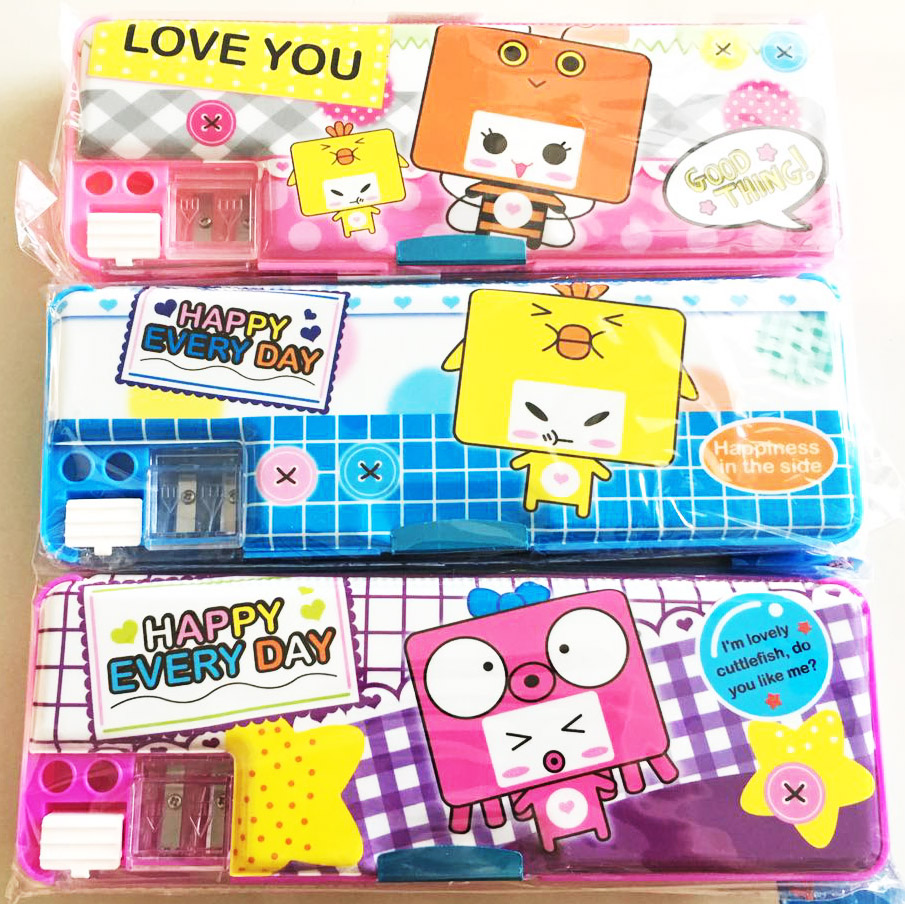 กล่องดินสอแม่เหล็กการ์ตูน ฝานิ่ม 2 ด้าน+กบเหลา(1x3)