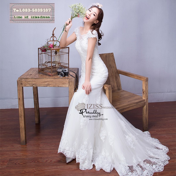BR248 **พรีออเดอร์**ชุดแต่งงาน&ชุดเจ้าสาวแบบยาวสีขาวเกรดพรีเมี่ยม เปิดไหล่ มีแขน หรูหราน่ารัก สวยโดดเด่นไม่ซ้ำใคร
