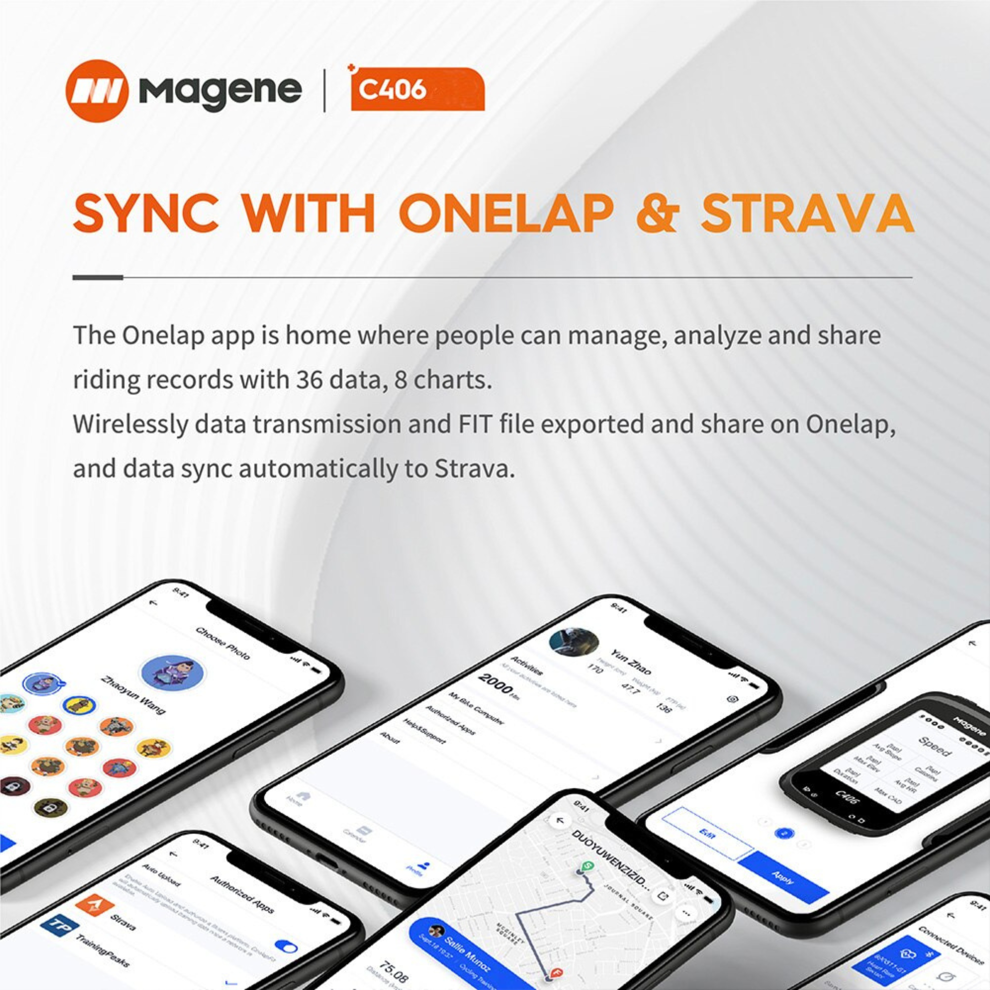 ไมล์จักรยานแบบ GPS Magene C406 GPS Waterproof จอ 2.5 LCD Display Waterproof Support Bluetooth Ant