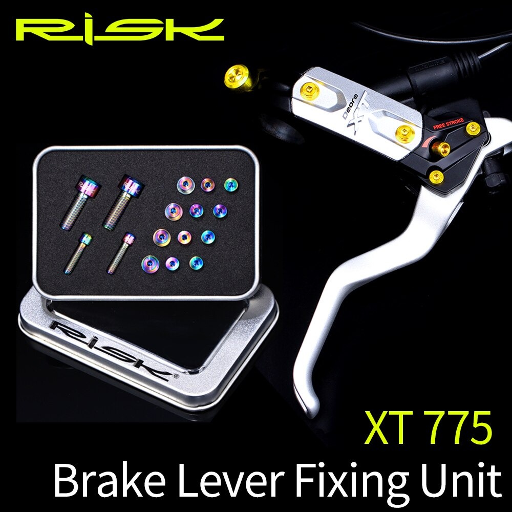 ชุดน็อตไทเทเนี่ยมแต่งจักรยาน RISK ใส่เบรค TITANIUM for Shimano XT775 (กล่องมีตำหนิ)