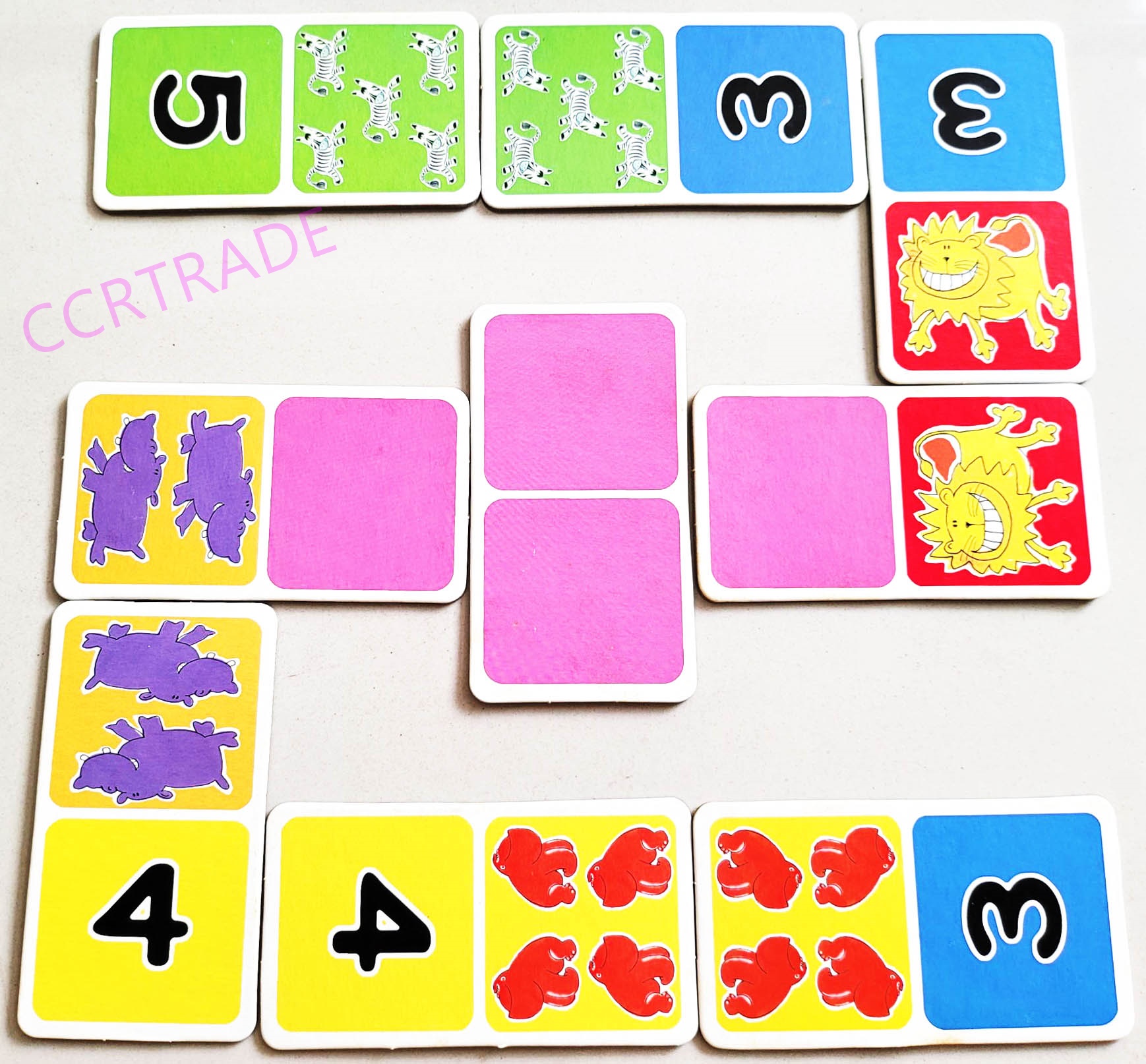 โดมิโน่กระดาษ 2 หน้า 21 ชิ้นกล่องหิ้ว 12x19 ซม.(1x3)