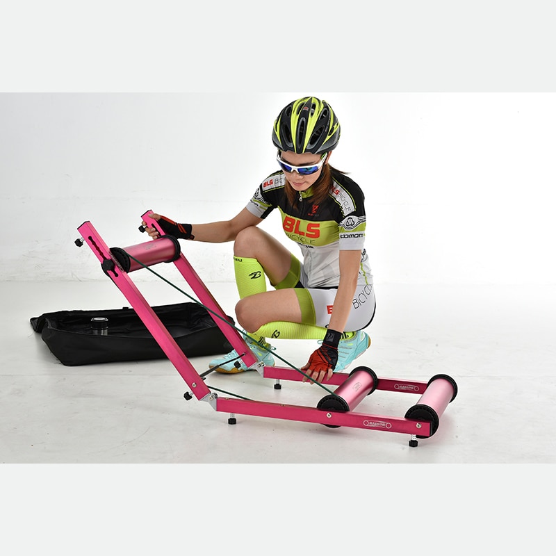 เทรนเนอร์สามลูกกลิ้ง RASSINE Bike Rollers Indoor Exercise Bicycle Roller Trainer Stand Aluminum Alloy