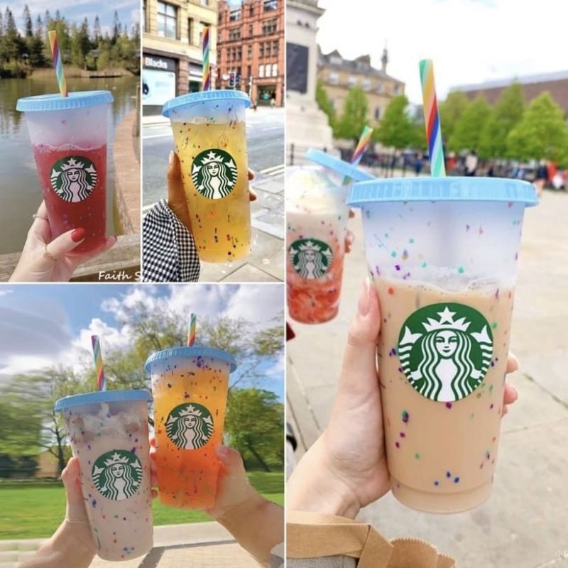 แก้วเปลี่ยนสีตามอุณหภูมิ starbucks🎠 รุ่น limited🎉 พร้อมส่งจากไทย 🎁ค่าส่งถูก‼️แก้วใส่น้ำเย็นแล้วเปลี่ยนสี