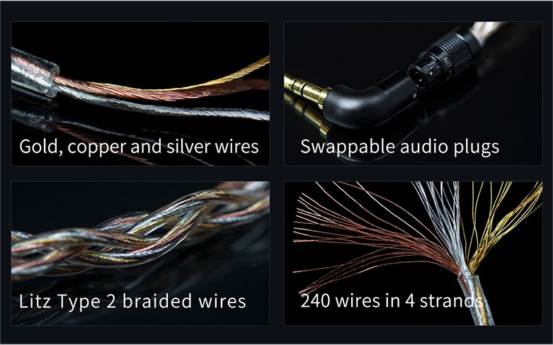 ขาย FiiO LC-RE สายหูฟังระดับ Hi-End ถัก 240 เส้น 4 แกน แบบ Litz Type 2 เปลี่ยนหัวแจ็คได้ 3 รูปแบบ