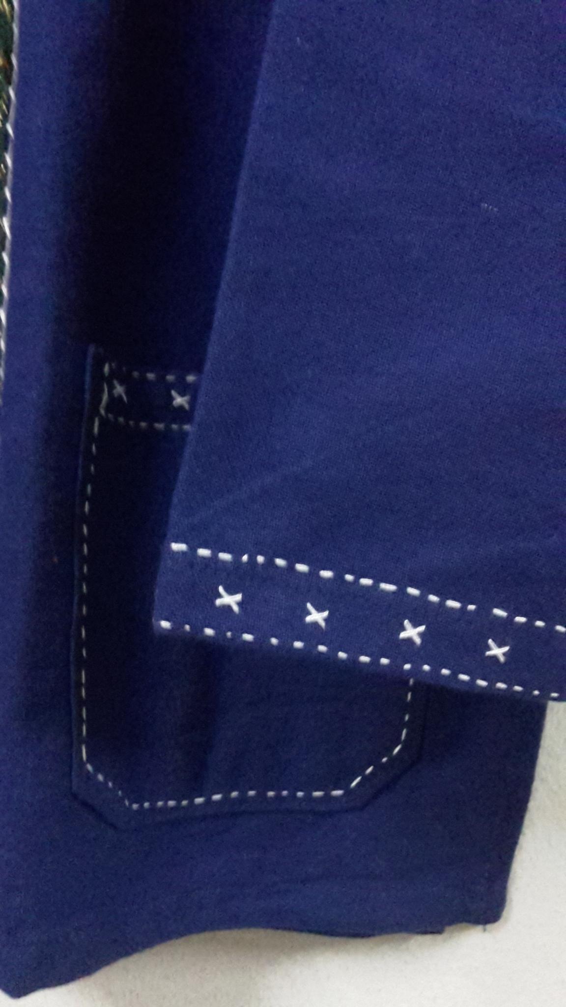 เสื้อผ้าฝ้ายย้อมคราม เสื้อคลุมผ้าฝ้าย เสื้อแจ็คเก็ตผ้าฝ้ายม้อฮ้อม ปักดอกไม้ สำเนา