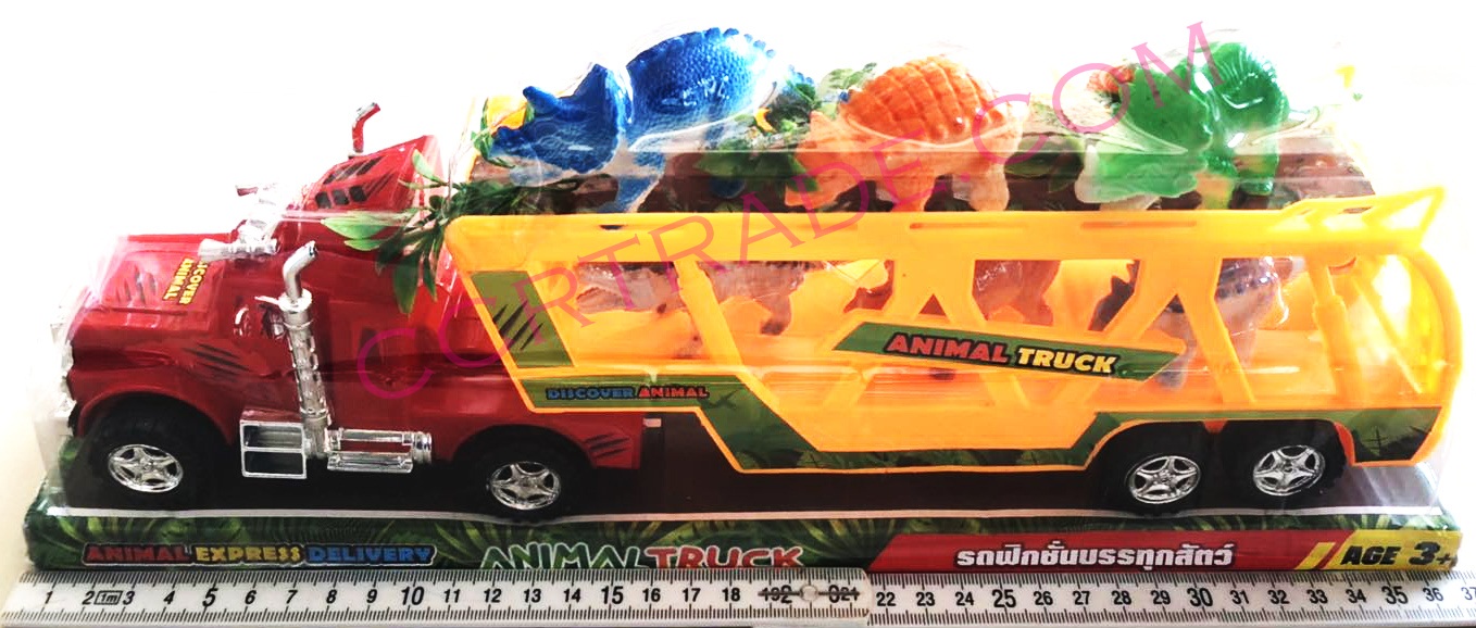 รถบรรทุกไดโนเสาร์ 6 ชิ้นฝาครอบ มีลาน 37 ซม.(1x3)