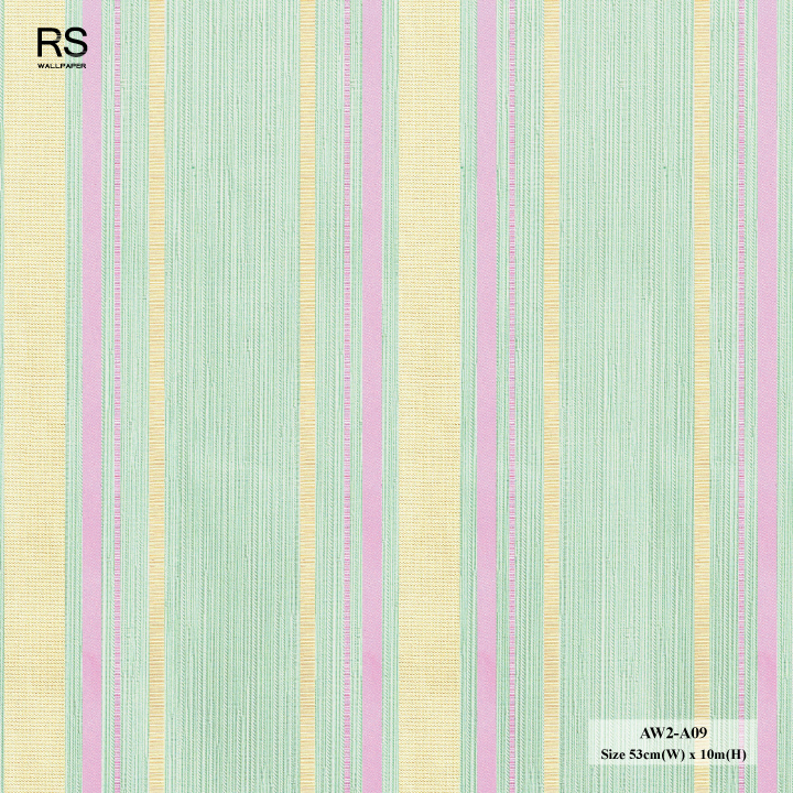 วอลเปเปอร์ลายทาง สีฟ้าสลับสีชมพูทอง AW2-A09