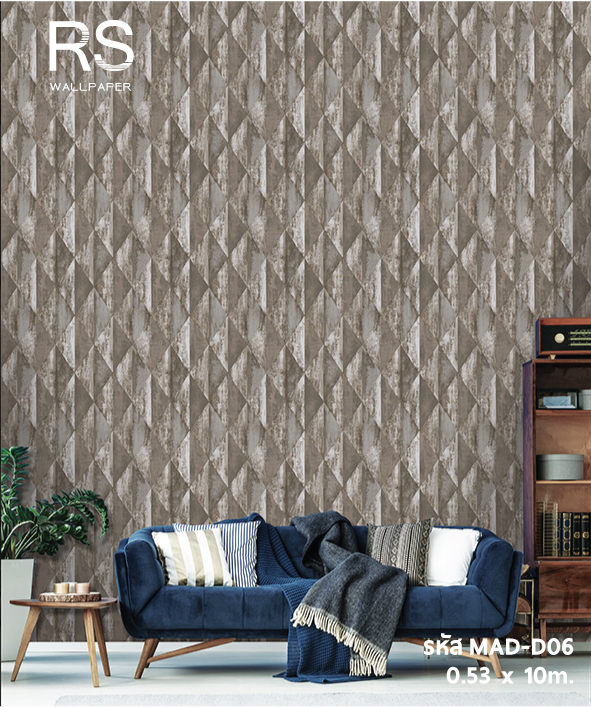 วอลเปเปอร์ลายไม้ทรงเรขา น้ำตาล ครีม (Rustic Style) MAD-D06