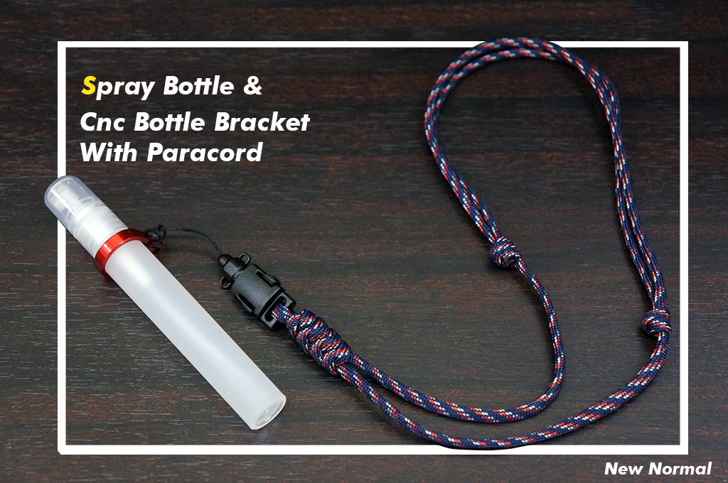 สายคล้องคอเชือก Paracord 550 พร้อมตัวแขวนCNC กับ ขวดสเปรย์ ขนาดพกพา 10ml