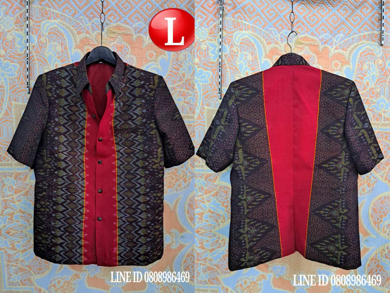 เสื้อสูทชายฝ้ายแท้มัดหมี่ตีนแดงทอมือ เสื้อสูทชายฝ้ายแท้ สูทผ้าไทยชาย ซาฟารีผ้าไทยชาย สูทผ้าฝ้ายมัดหมี่ตีนแดง