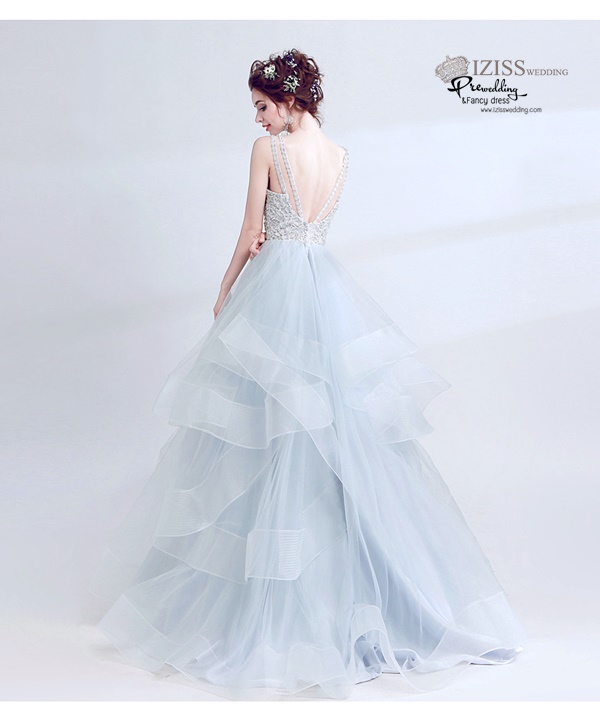 DL045 - **พรีออเดอร์** ชุดราตรี เดรสยาวออกงาน (Night party dresses) ชุดไปงานแต่งงานสวยๆ "ธีมสีเทาปักเพชร"