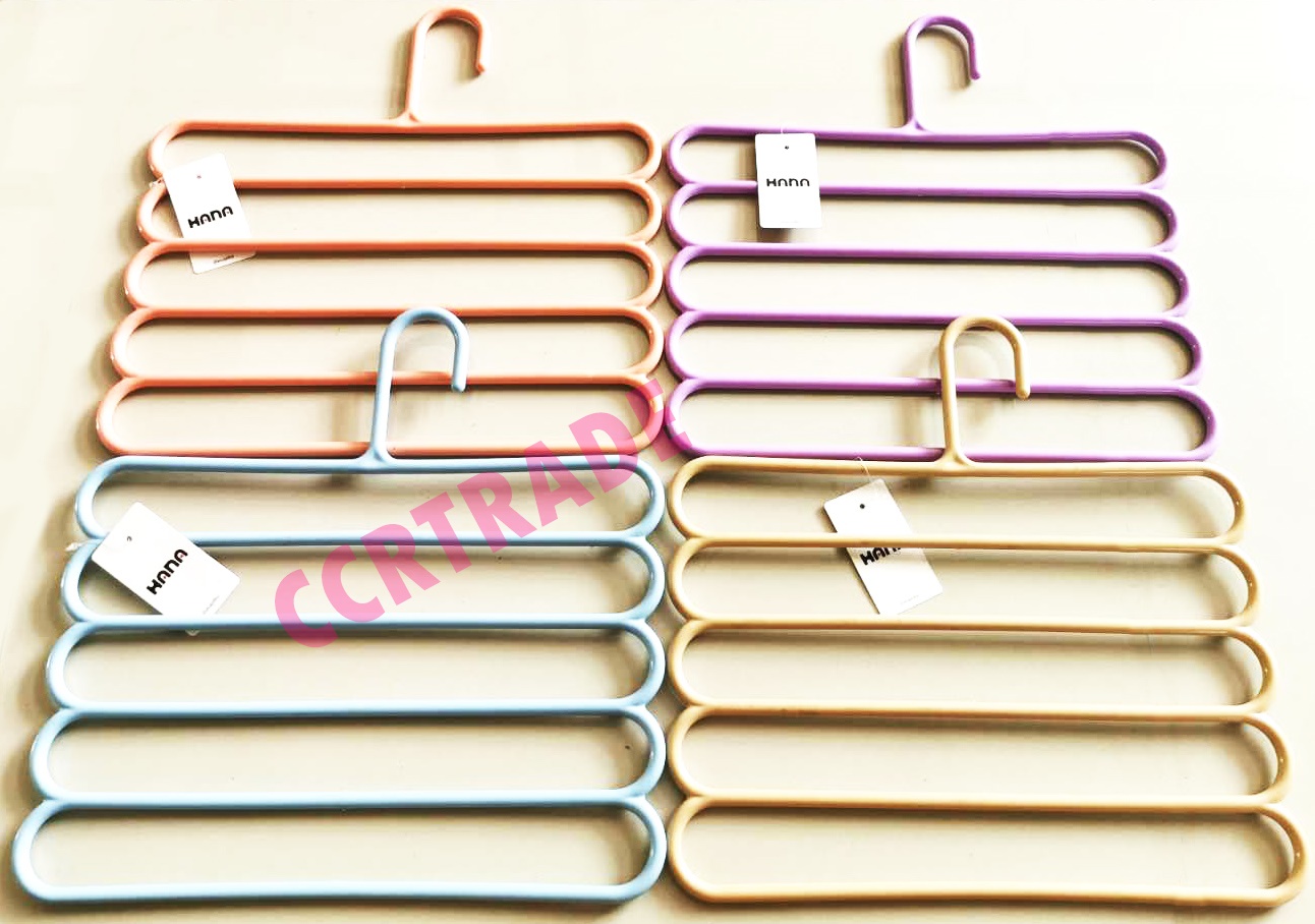 ไม้แขวนกางเกงสีสด 5 ช่องถุง 30x32 ซม.(งานหนา)