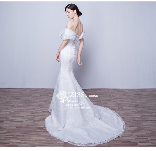 BR153 **พรีออเดอร์**ชุดแต่งงาน&ชุดเจ้าสาวแบบยาวสีขาวเกรดพรีเมี่ยม เปิดไหล่ มีแขน หรูหราน่ารัก สวยโดดเด่นไม่ซ้ำใคร