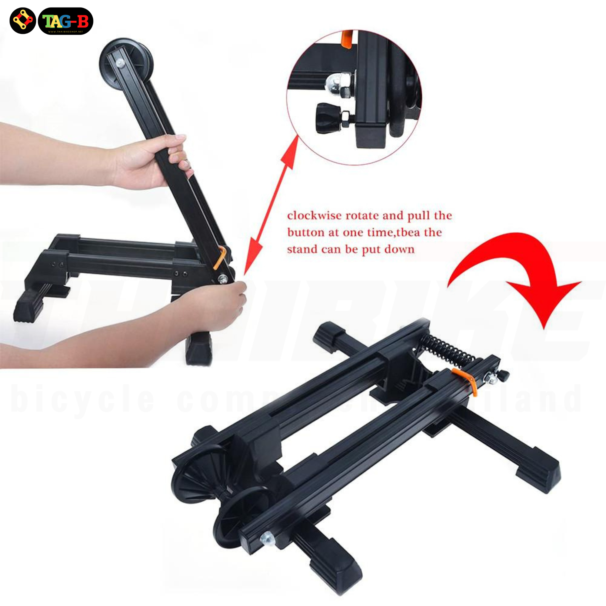 ขาตั้งจักรยานแบบมีสปริงรุ่นพับได้ ตัว L THAIBIKE สำหรับล้อ 20 24 26 27.5 29 700C