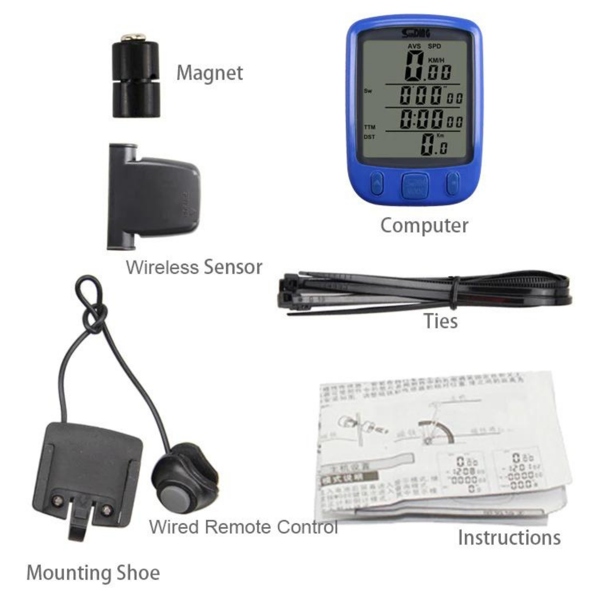 ไมล์วัดความเร็วจักรยานไร้สาย มีไฟ ไร้สาย มีรีโมต SUNDING SD-563C