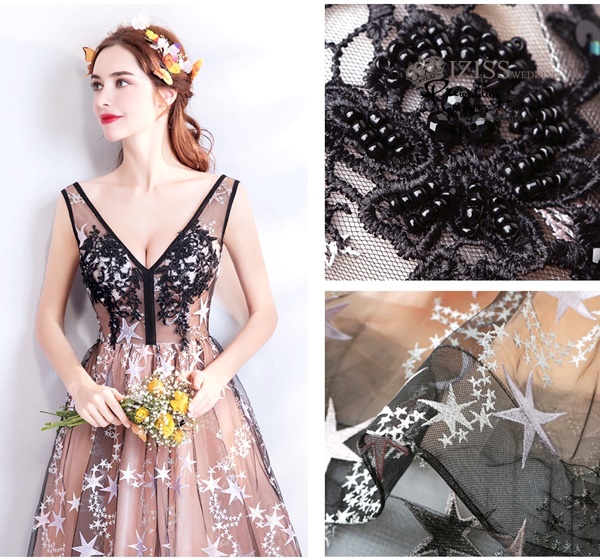 DL075 - **พรีออเดอร์** ชุดราตรี เดรสยาวออกงาน (Night party dresses) ชุดไปงานแต่งงานสวยๆ "ธีมสีกรมแต่งดอก 3D"