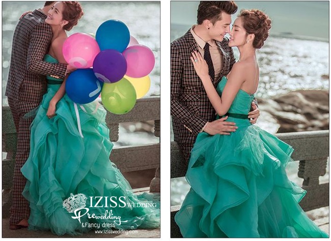 PW267 **พร้อมส่งเฉพาะชุดผู้หญิง** ชุดคู่ถ่ายพรีเวดดิ้ง (prewedding dress) & ชุดแต่งงานแฟนซี (Fancy wedding dress)ชายหญิง "ธีมสีเขียว-น้ำตาล"