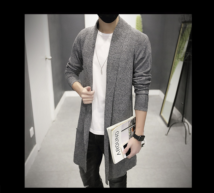 พร้อมส่ง เสื้อคลุมผู้ชาย คาร์ดิแกน สีเทา ผ้าไหมพรมเนื้อละเอียด เนื้อผ้ายืดหยุ่นได้ดี กระเป๋าใช้งานได้ ใส่กันหนาว ใส่คลุมทำงานในห้องแอร์