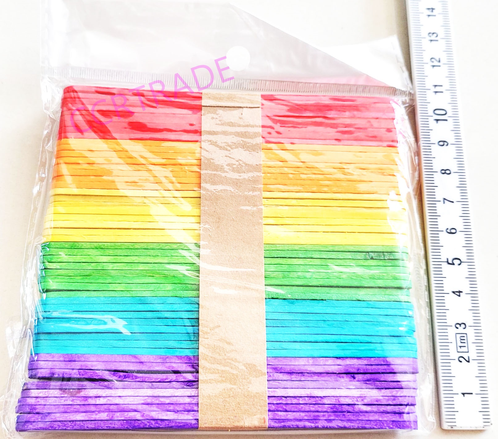 ไม้ไอติม สีสด 50 ชิ้น(10 มิล) 13.5 ซม.