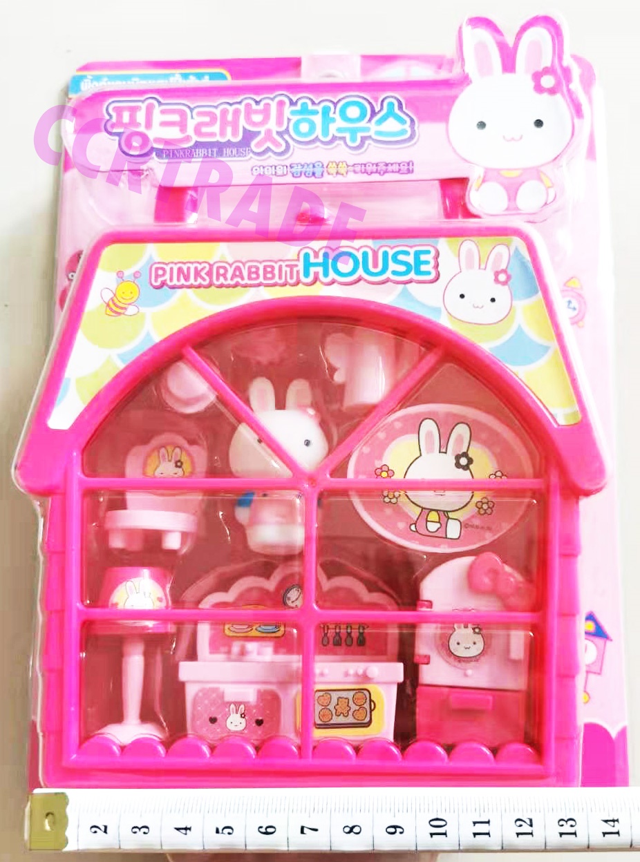 ชุดบ้านพิงค์แรบบิทหูหิ้วแผงครอบ 18.5x25 ซม.(ลิขสิทธิ์แท้)(1x3)