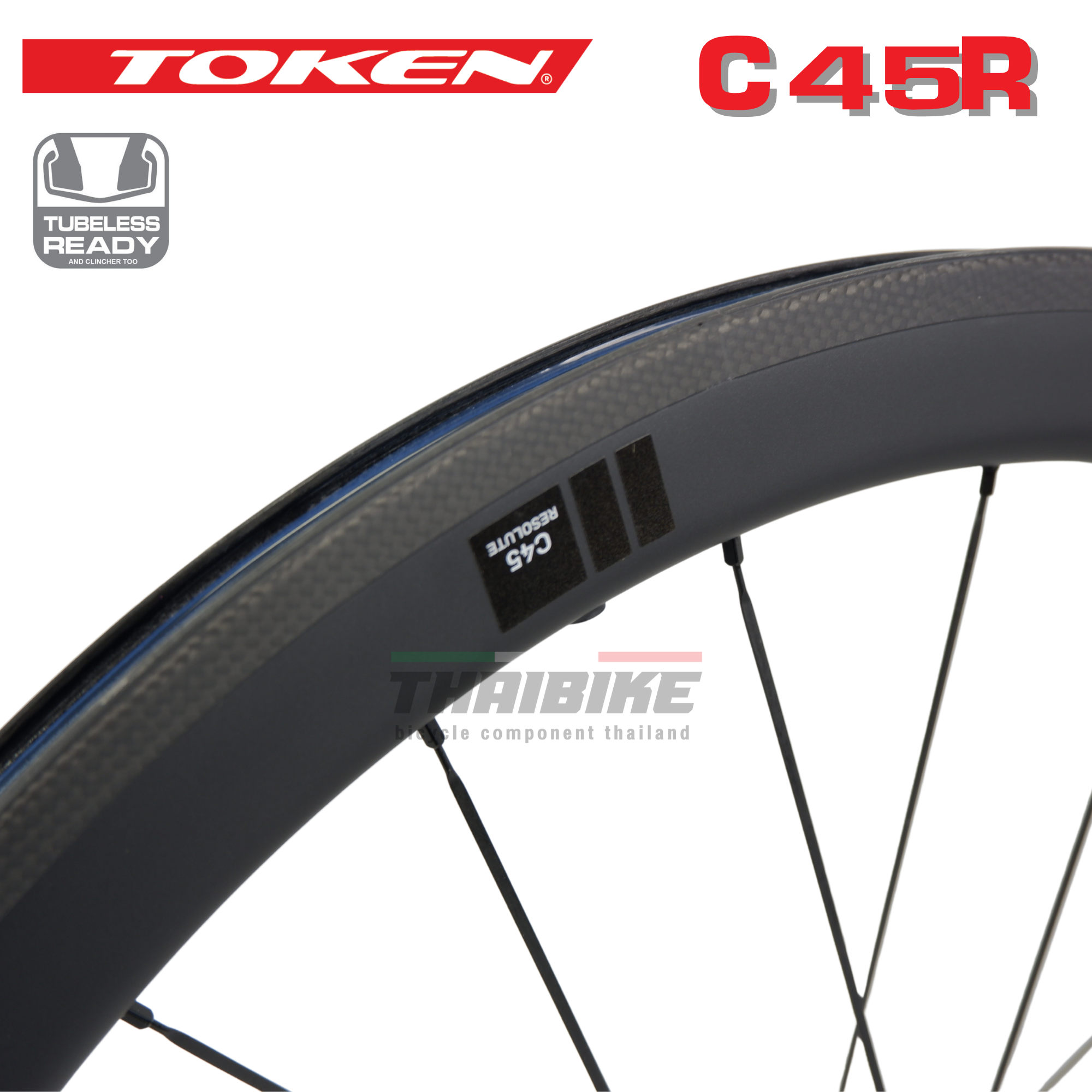 ล้อจักรยานเสือหมอบคาร์บอน TOKEN C45R/C45D แบบเซรามิค FULL CARBON