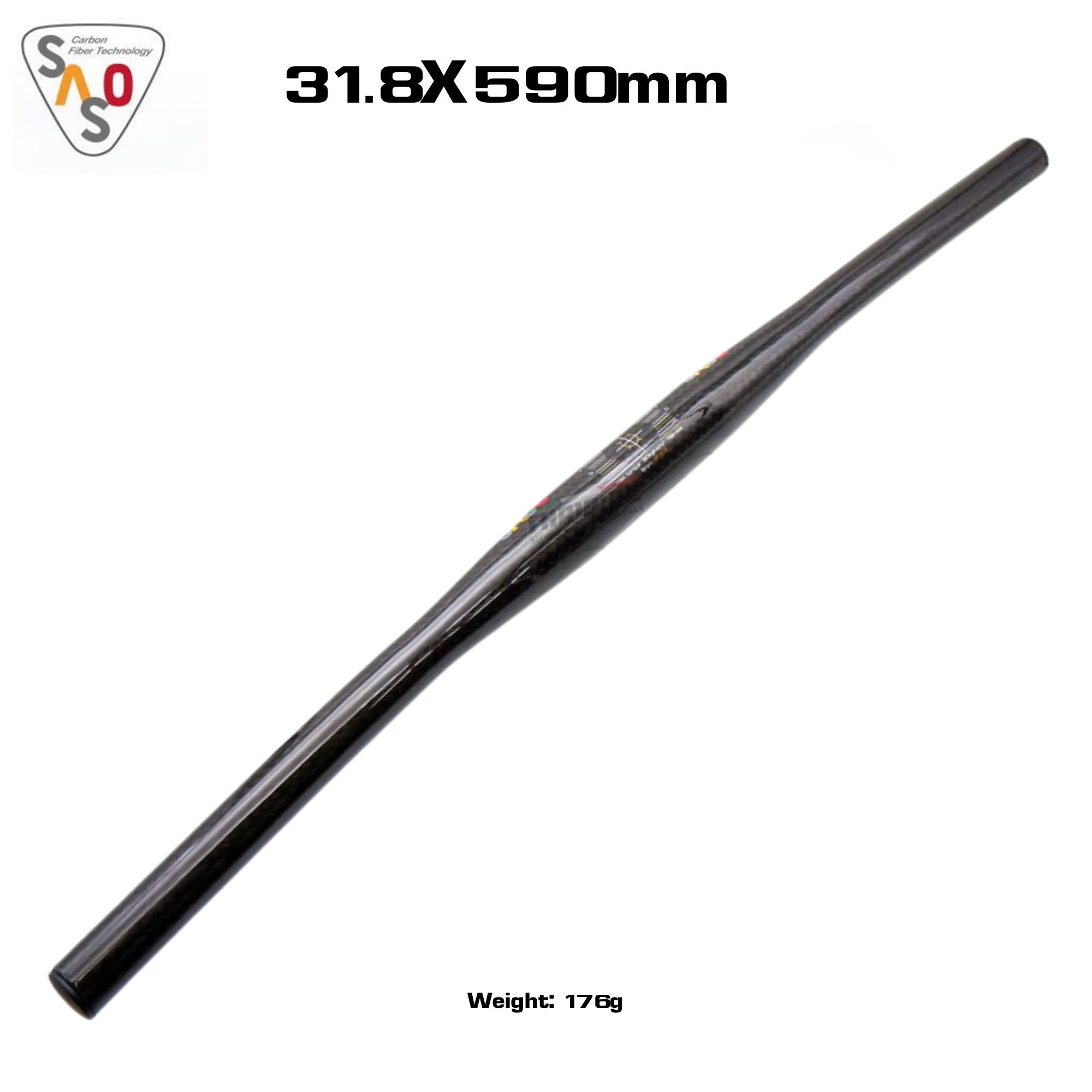 แฮนด์จักรยานเสือภูเขา SASO W580 วัสดุคาร์บอน ขนาด 31.8X.590มม.