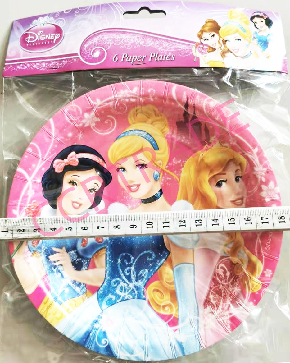 จานกระดาษ 6 ชิ้นถุง เจ้าหญิงดิสนีย์ 18 ซม.(ลิขสิทธิ์แท้)