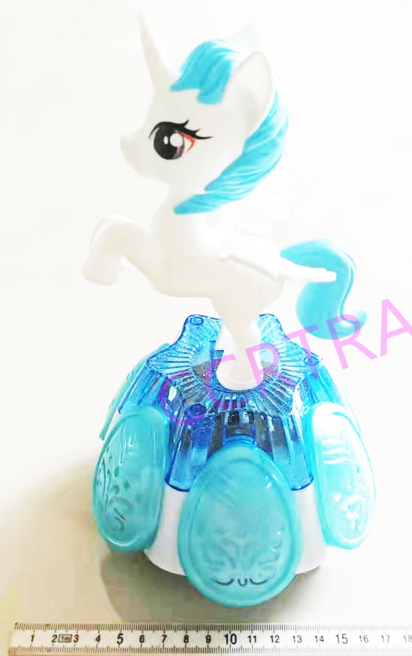 ม้ายูนิคอร์นเต้นรำชนถอย มีเสียง มีไฟกล่อง 15.5x26 ซม.(1x3)