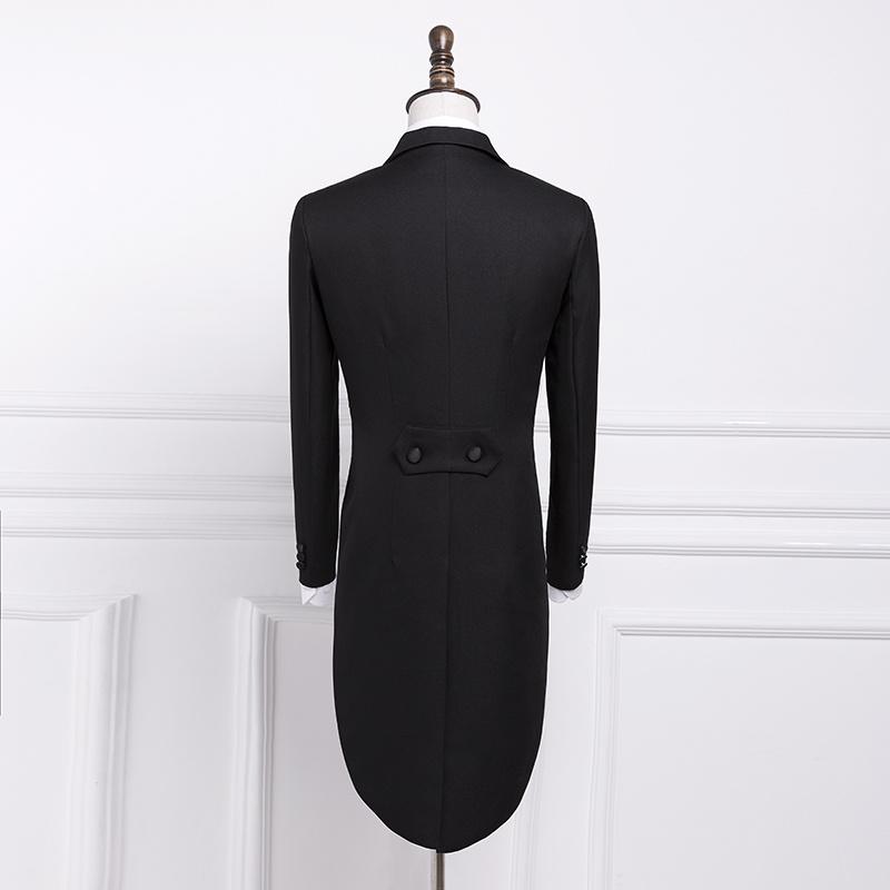 ST131- **พรีออเดอร์**สูททักสิโด้ผู้ชายสีดำ แขนยาว พร้อมแถบคาดเอว และกางเกง ชุดสูทเจ้าบ่าว สูทแฟนซี ถ่ายพรีเวดดิ้ง & ชุดแต่งงานแฟนซี (Fancy wedding dress) สูททักสิโด้ผู้ชายสีขาว